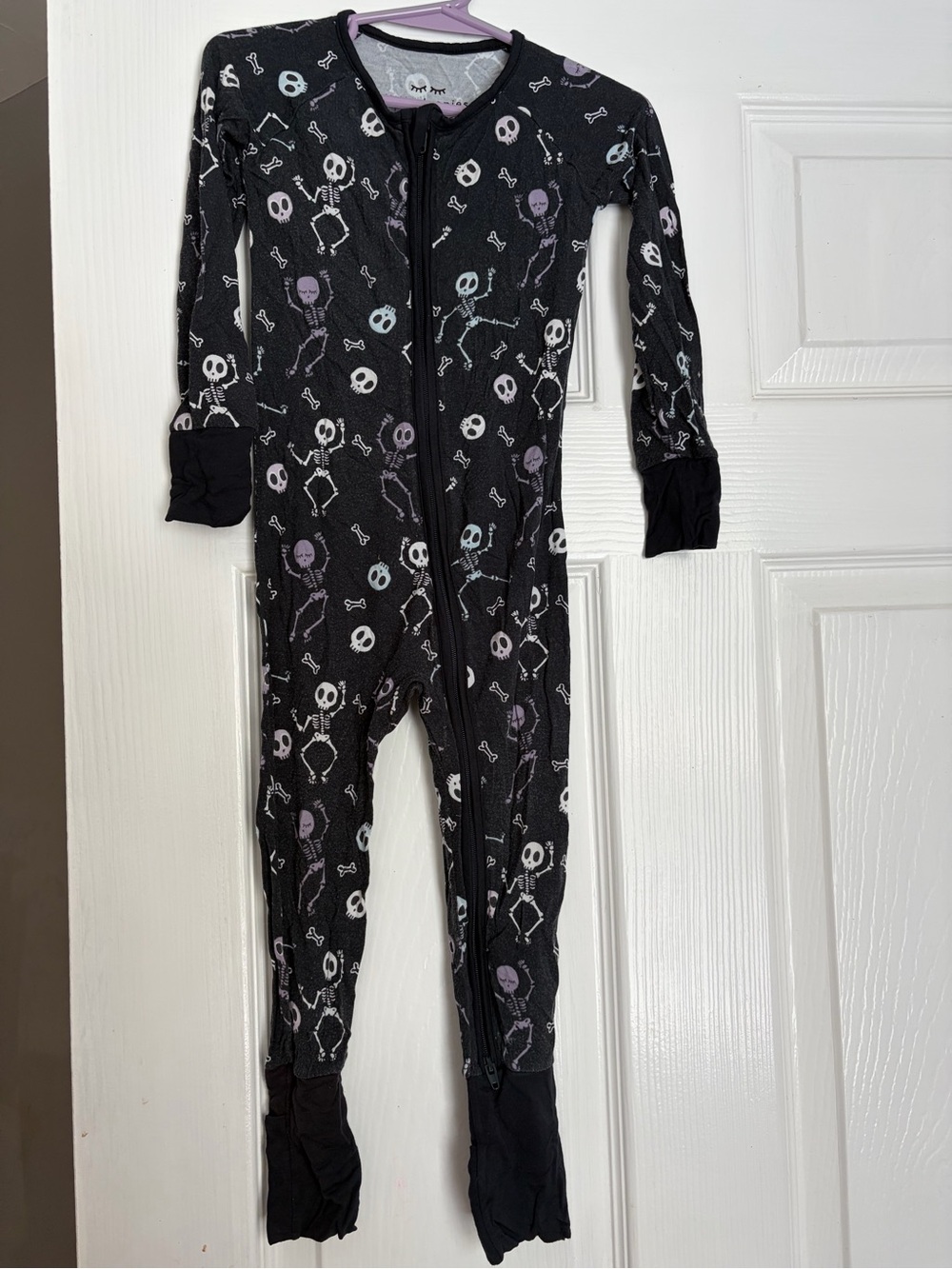 Little Sleepies Black Skeleton Print Zip One-Piece Pajama